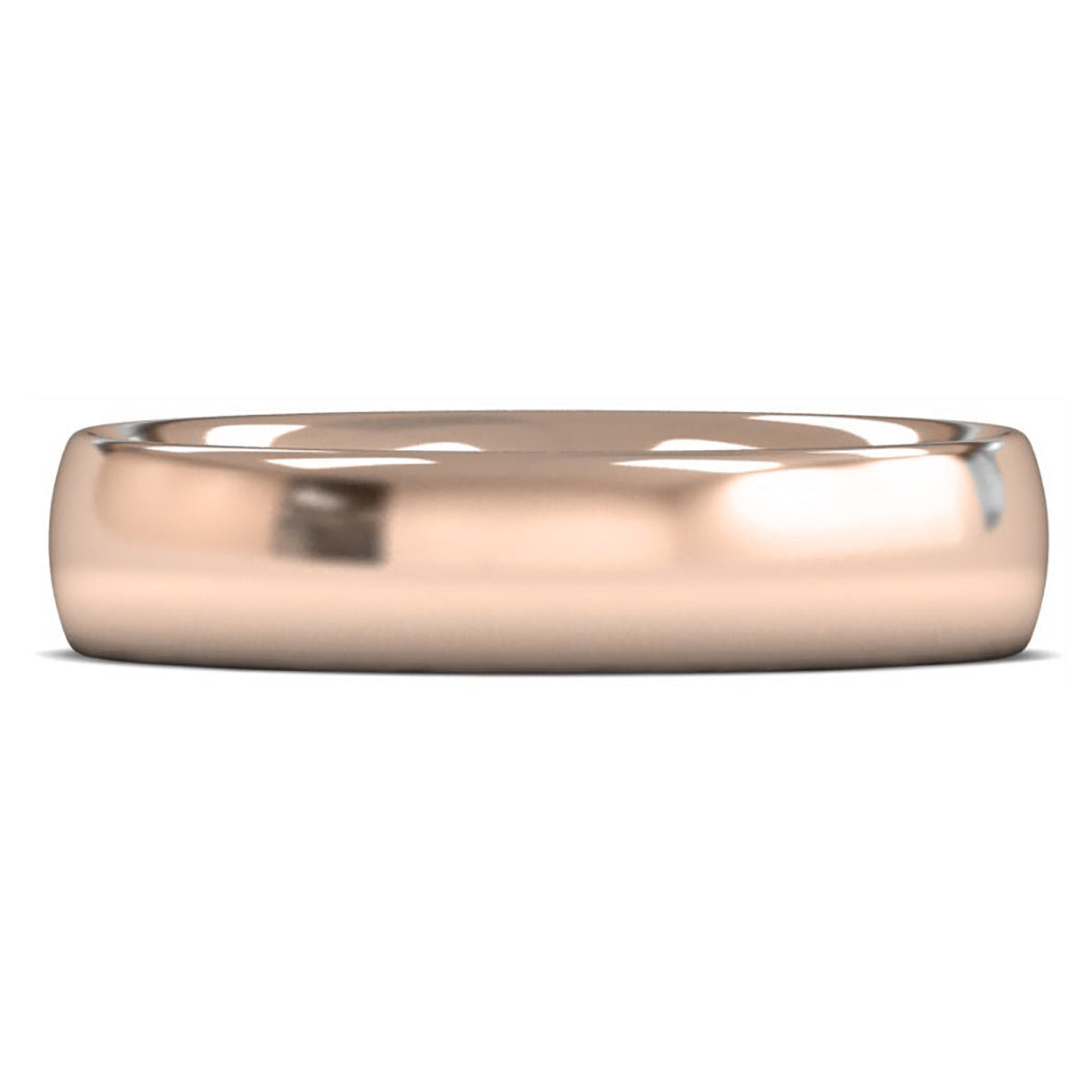 18ct Rose Fairtrade Gold 5mm Heavy Weight Traditional Court Wedding Ring