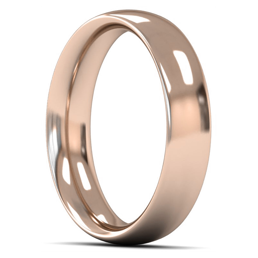 9ct Rose Fairtrade Gold 5mm Heavy Weight Traditional Court Wedding Ring