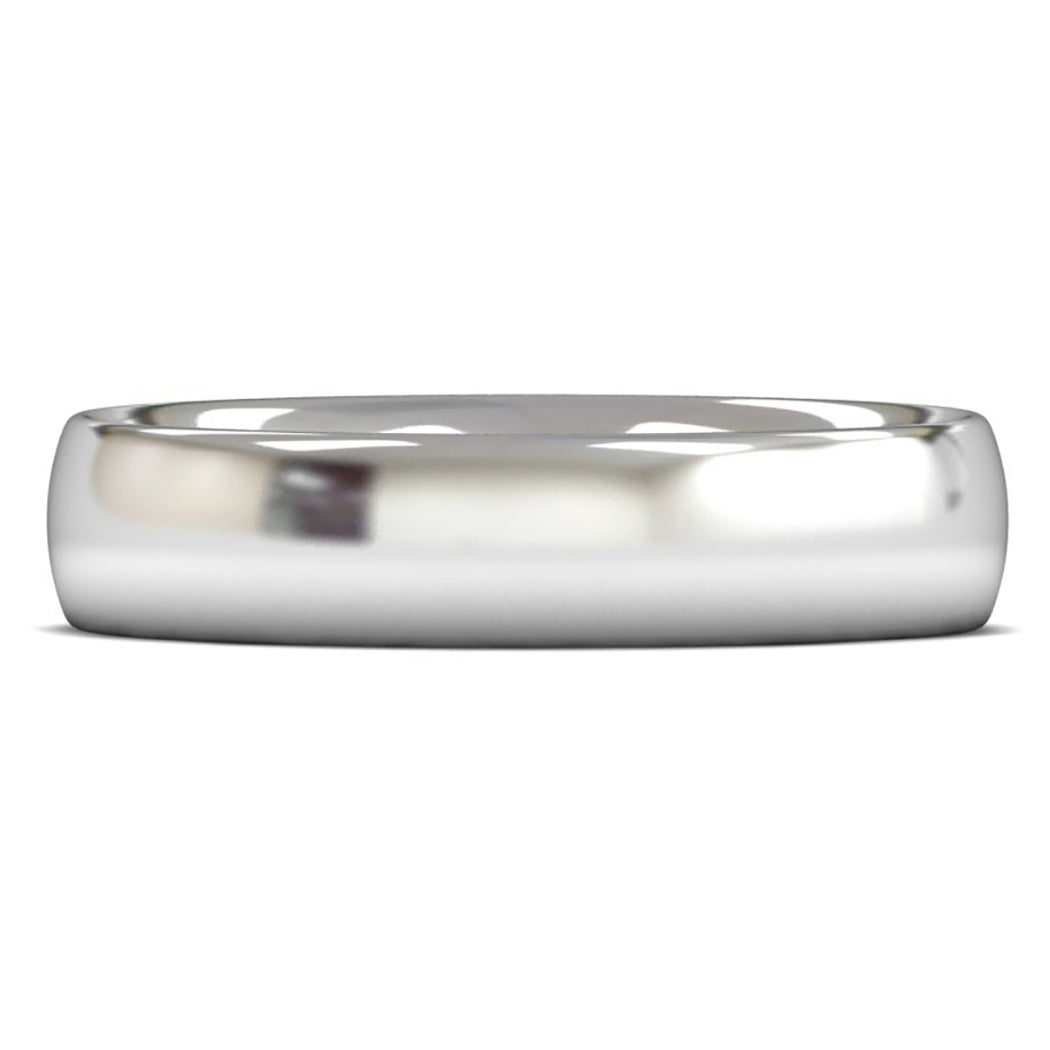 9ct White Gold 5mm Heavy Weight Traditional Court Wedding Ring