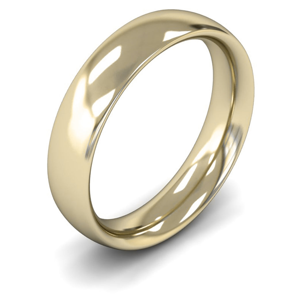 9ct Yellow Fairtrade Gold 5mm Heavy Weight Traditional Court Wedding Ring