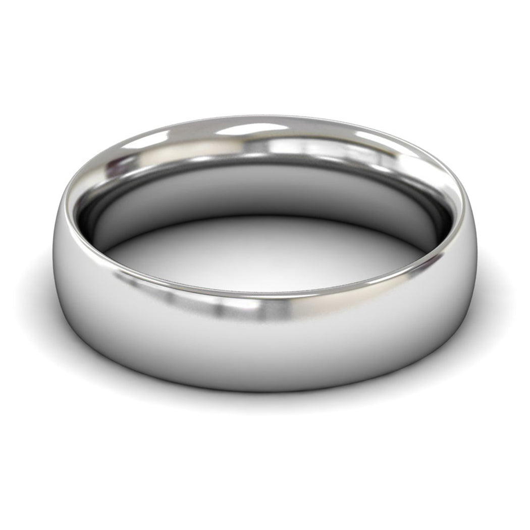 18ct White Fairtrade Gold 6mm Heavy Weight Traditional Court Wedding Ring
