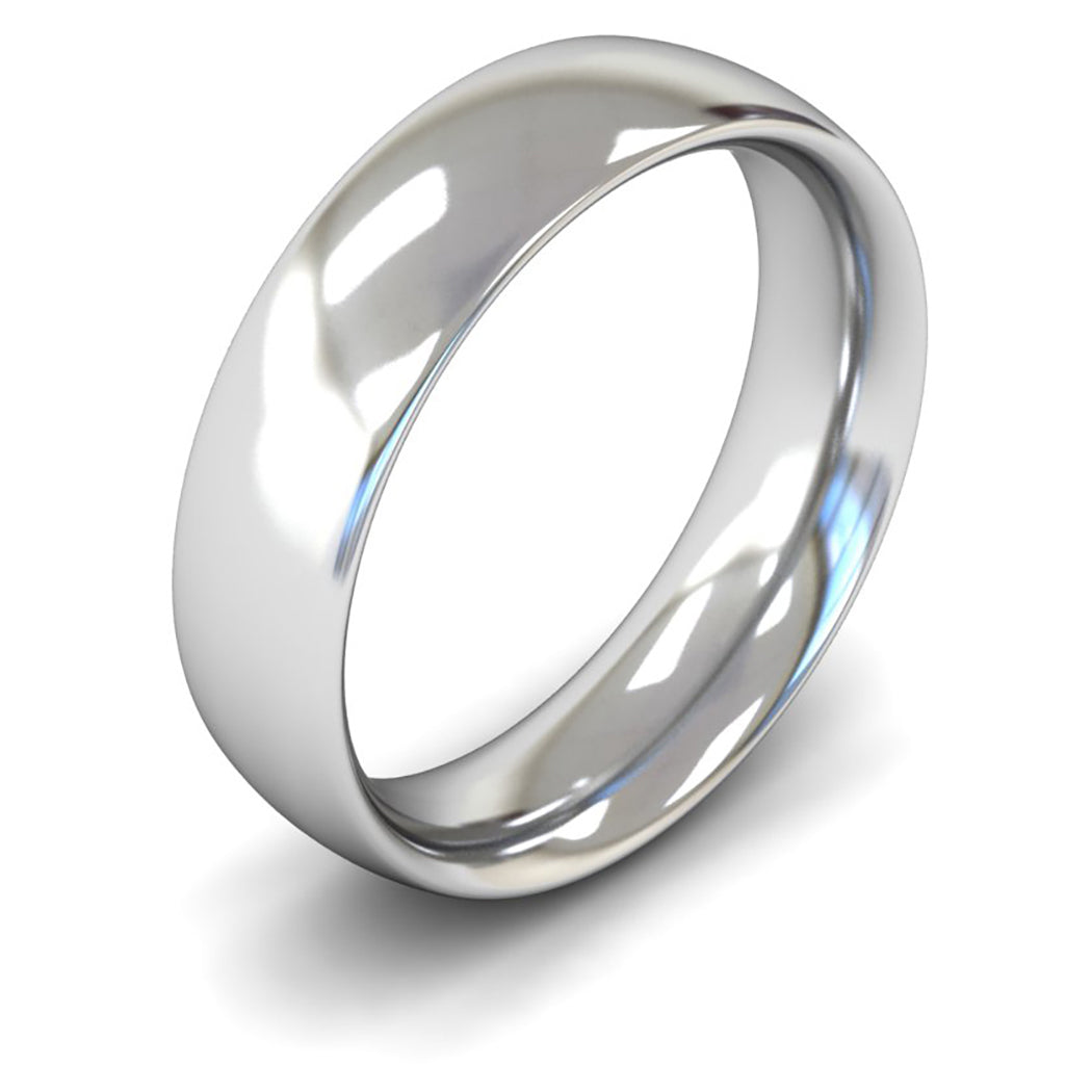 18ct White Gold 6mm Heavy Weight Traditional Court Wedding Ring