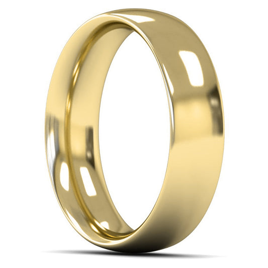 18ct Yellow Gold 6mm Heavy Weight Traditional Court Wedding Ring