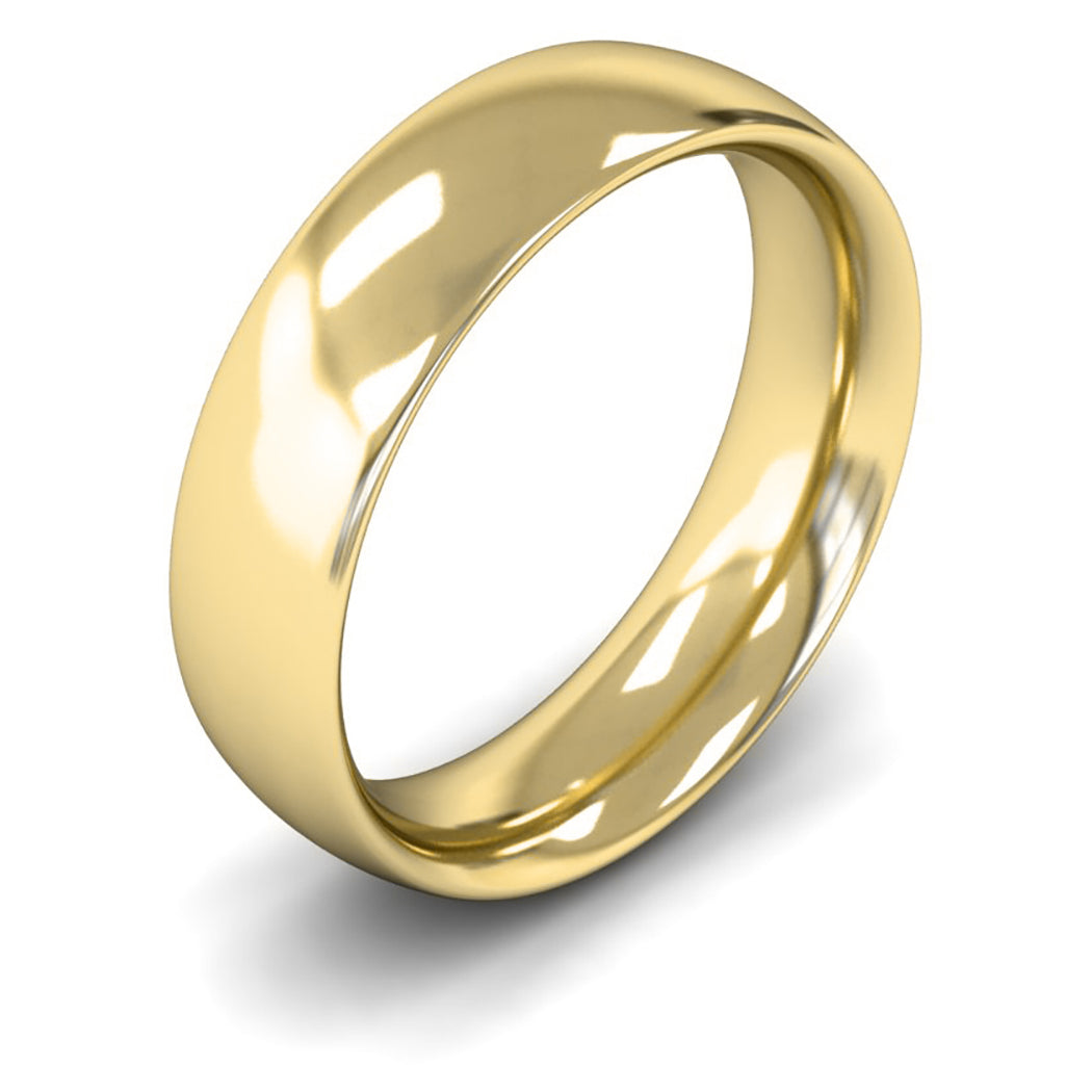 18ct Yellow Gold 6mm Heavy Weight Traditional Court Wedding Ring