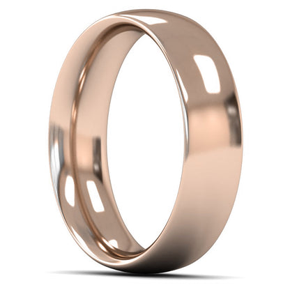 9ct Rose Fairtrade Gold 6mm Heavy Weight Traditional Court Wedding Ring