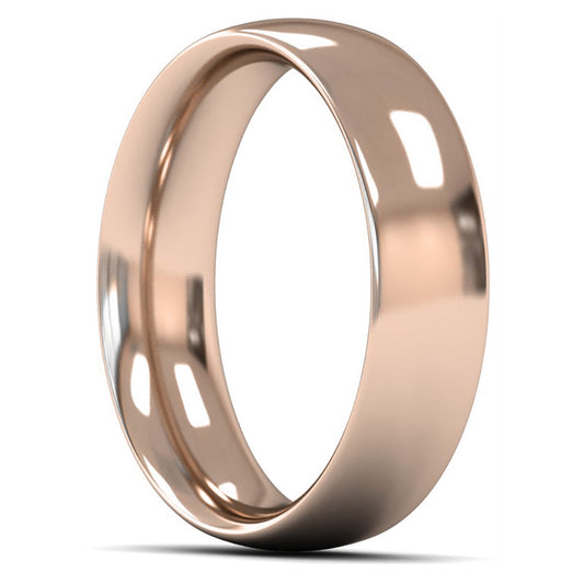 9ct Rose Fairtrade Gold 6mm Heavy Weight Traditional Court Wedding Ring