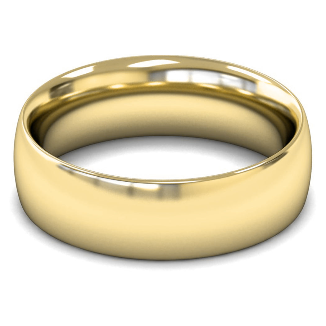 14ct Yellow Fairtrade Gold 7mm Heavy Weight Traditional Court Wedding Ring