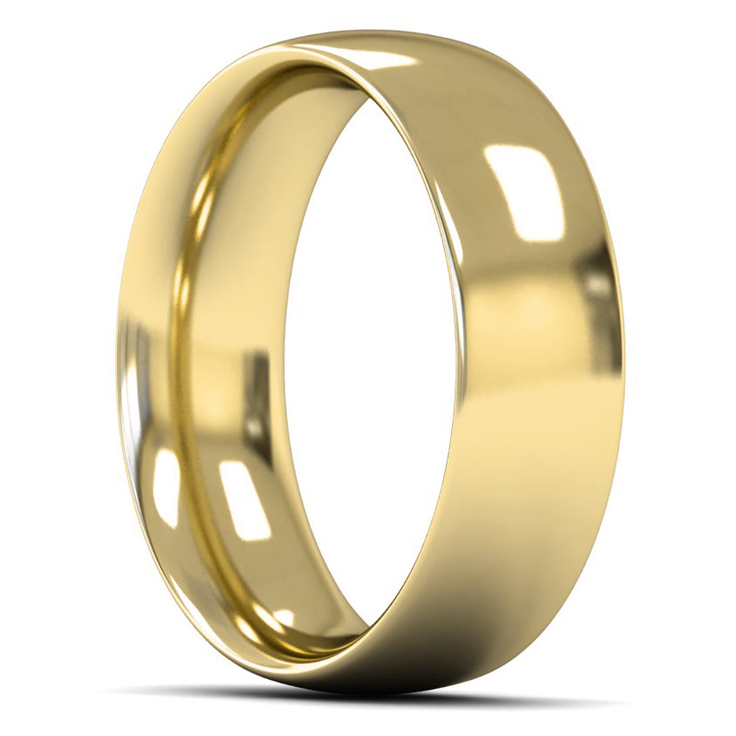 14ct Yellow Fairtrade Gold 7mm Heavy Weight Traditional Court Wedding Ring