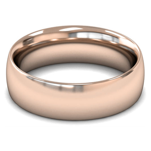 18ct Rose Fairtrade Gold 7mm Heavy Weight Traditional Court Wedding Ring