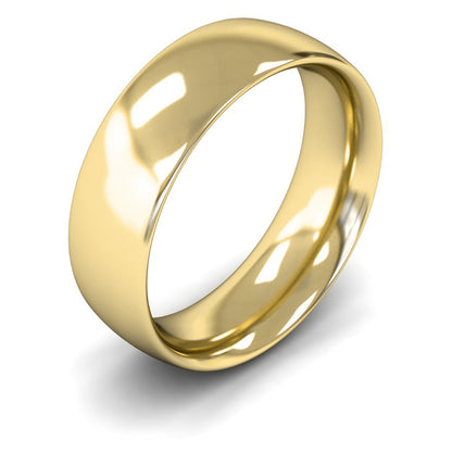 18ct Yellow Fairtrade Gold 7mm Heavy Weight Traditional Court Wedding Ring