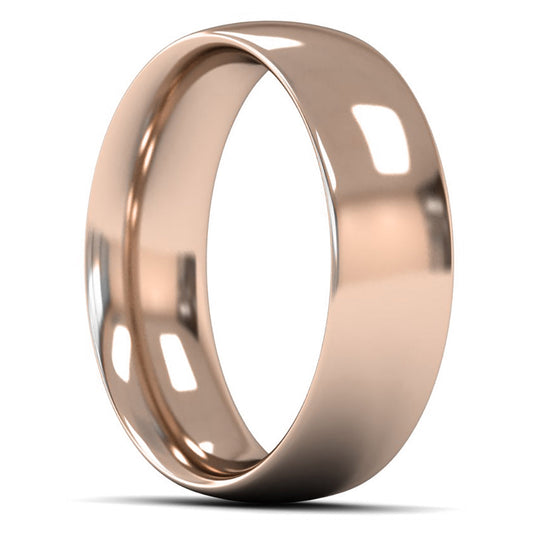 9ct Rose Gold 7mm Heavy Weight Traditional Court Wedding Ring