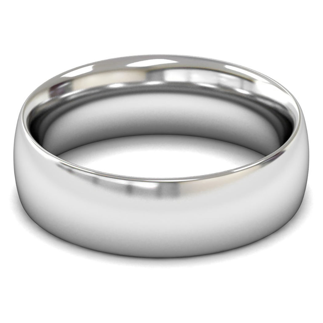 9ct White Gold 7mm Heavy Weight Traditional Court Wedding Ring