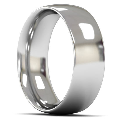 14ct White Fairtrade Gold 8mm Heavy Weight Traditional Court Wedding Ring