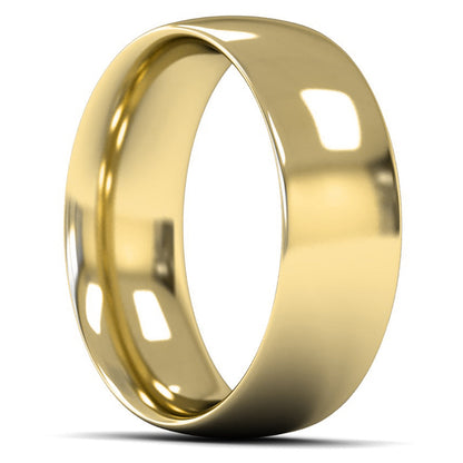18ct Yellow Gold 8mm Heavy Weight Traditional Court Wedding Ring
