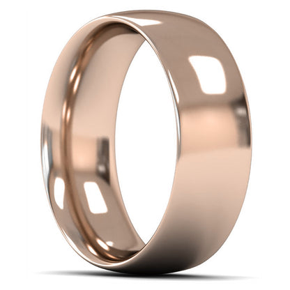 9ct Rose Fairtrade Gold 8mm Heavy Weight Traditional Court Wedding Ring