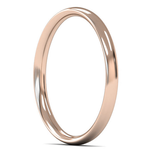14ct Rose Fairtrade Gold 2mm Light Weight Traditional Court Wedding Ring