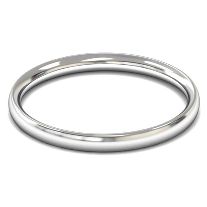 14ct White Gold 2mm Light Weight Traditional Court Wedding Ring