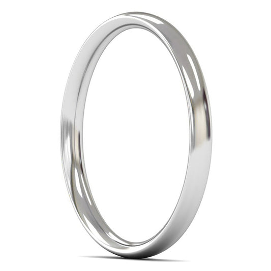 14ct White Gold 2mm Light Weight Traditional Court Wedding Ring
