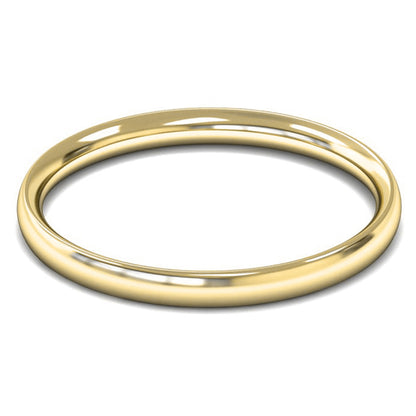14ct Yellow Fairtrade Gold 2mm Light Weight Traditional Court Wedding Ring