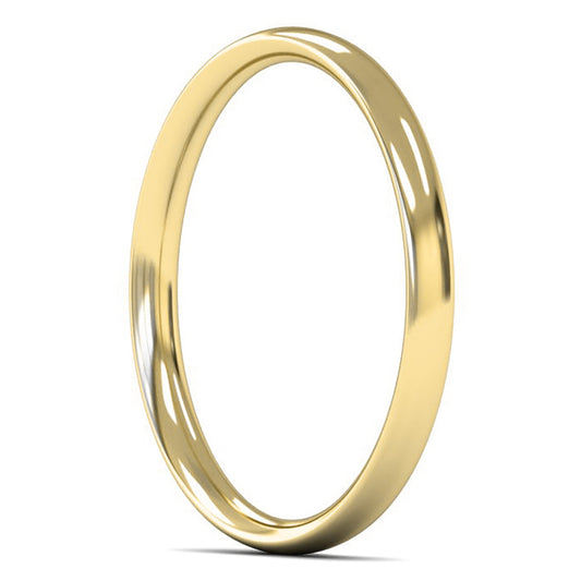 14ct Yellow Fairtrade Gold 2mm Light Weight Traditional Court Wedding Ring