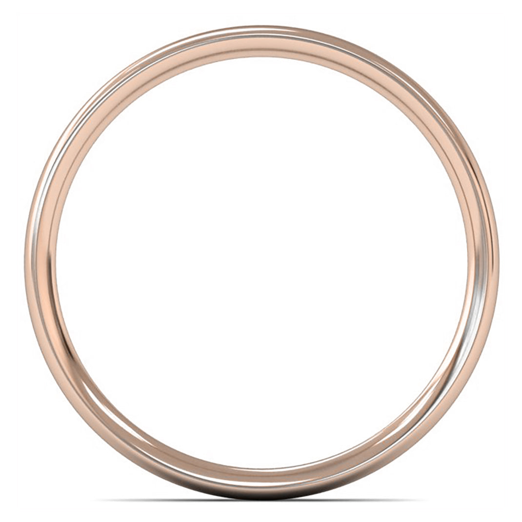 18ct Rose Fairtrade Gold 2mm Light Weight Traditional Court Wedding Ring