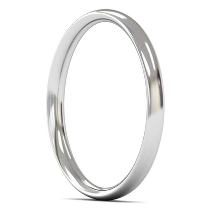 18ct White Gold 2mm Light Weight Traditional Court Wedding Ring