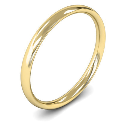18ct Yellow Gold 2mm Light Weight Traditional Court Wedding Ring