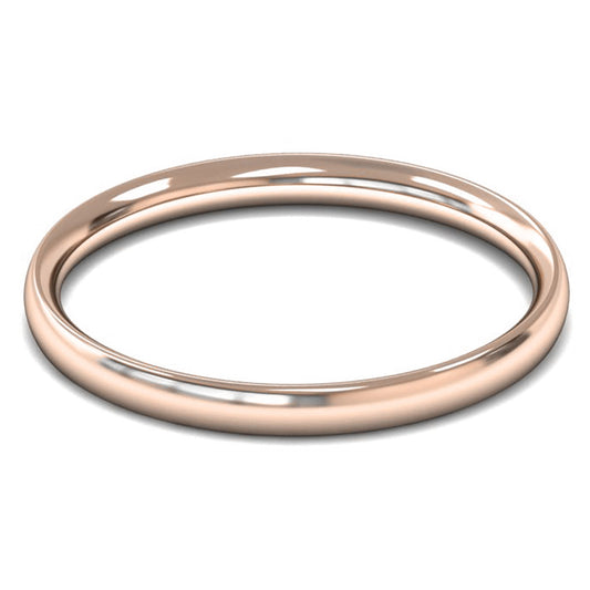 9ct Rose Fairtrade Gold 2mm Light Weight Traditional Court Wedding Ring