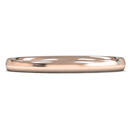 9ct Rose Fairtrade Gold 2mm Light Weight Traditional Court Wedding Ring