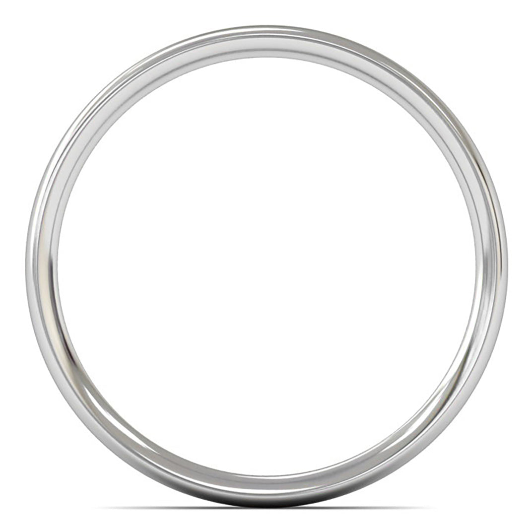 9ct White Gold 2mm Light Weight Traditional Court Wedding Ring