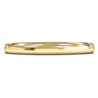 9ct Yellow Fairtrade Gold 2mm Light Weight Traditional Court Wedding Ring