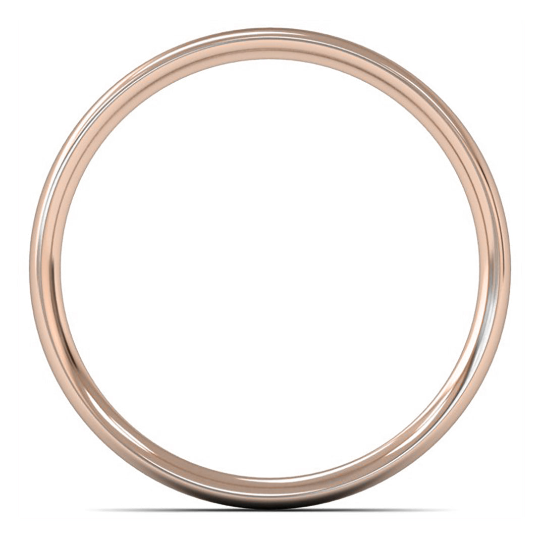 14ct Rose Gold 2.5mm Light Weight Traditional Court Wedding Ring