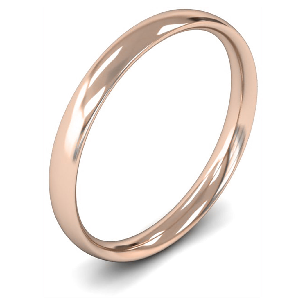 14ct Rose Fairtrade Gold 2.5mm Light Weight Traditional Court Wedding Ring