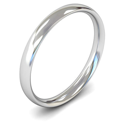 14ct White Fairtrade Gold 2.5mm Light Weight Traditional Court Wedding Ring