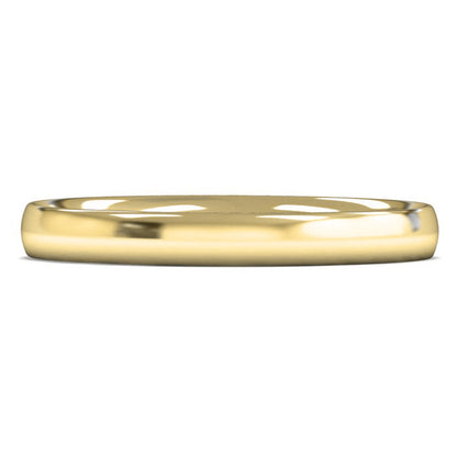 14ct Yellow Fairtrade Gold 2.5mm Light Weight Traditional Court Wedding Ring