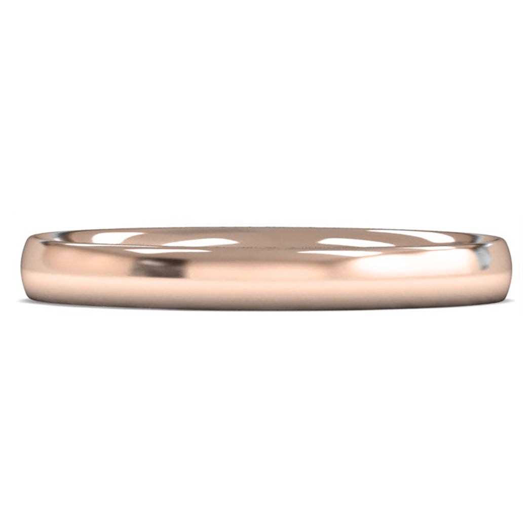 18ct Rose Fairtrade Gold 2.5mm Light Weight Traditional Court Wedding Ring