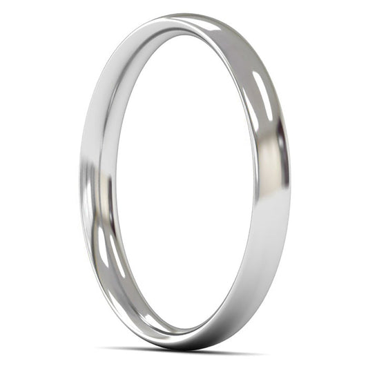 18ct White Fairtrade Gold 2.5mm Light Weight Traditional Court Wedding Ring