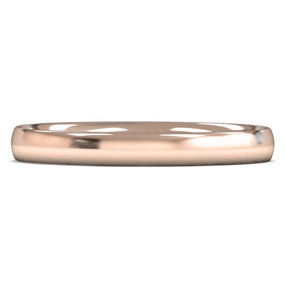 9ct Rose Fairtrade Gold 2.5mm Light Weight Traditional Court Wedding Ring
