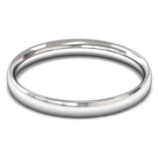 9ct White Fairtrade Gold 2.5mm Light Weight Traditional Court Wedding Ring