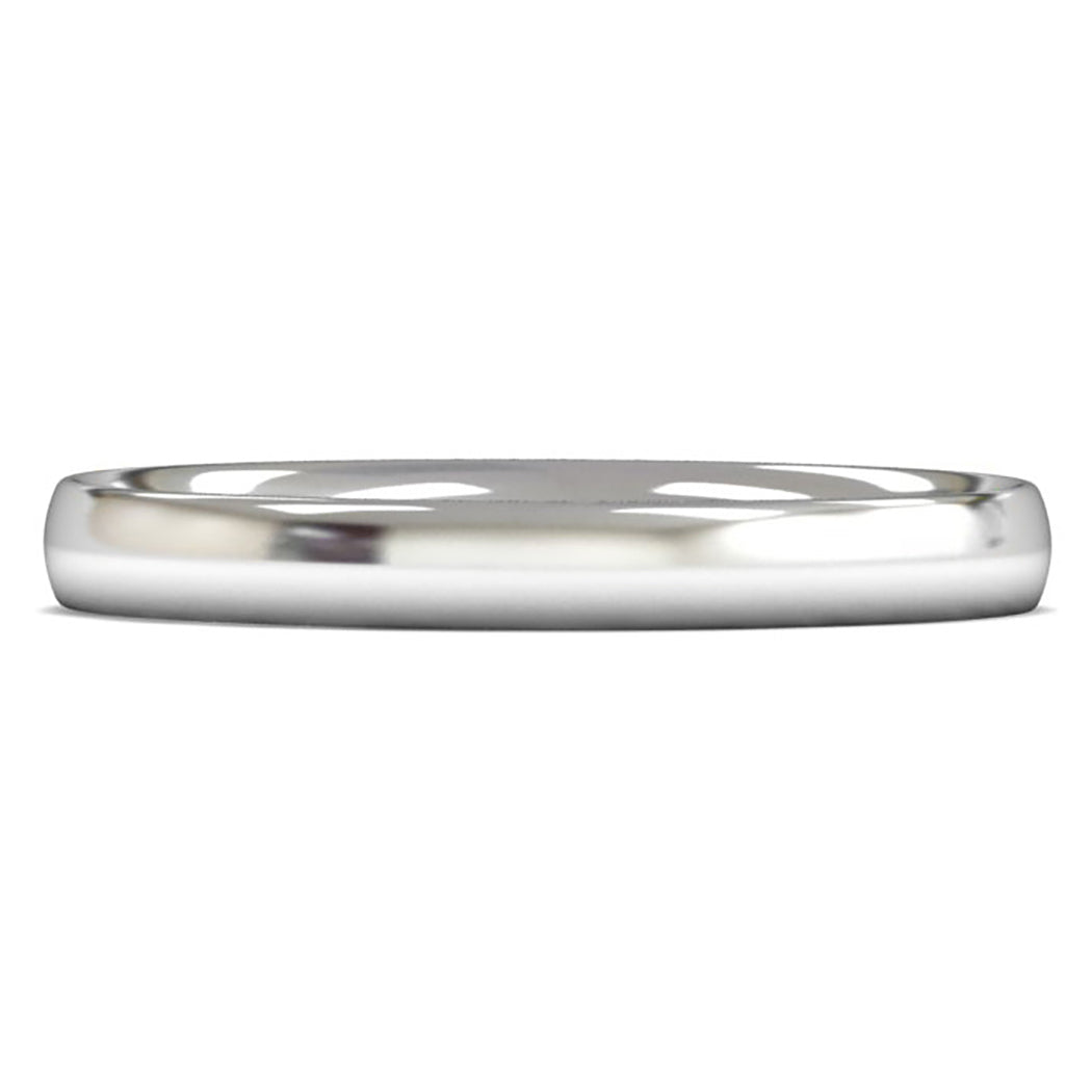 9ct White Fairtrade Gold 2.5mm Light Weight Traditional Court Wedding Ring