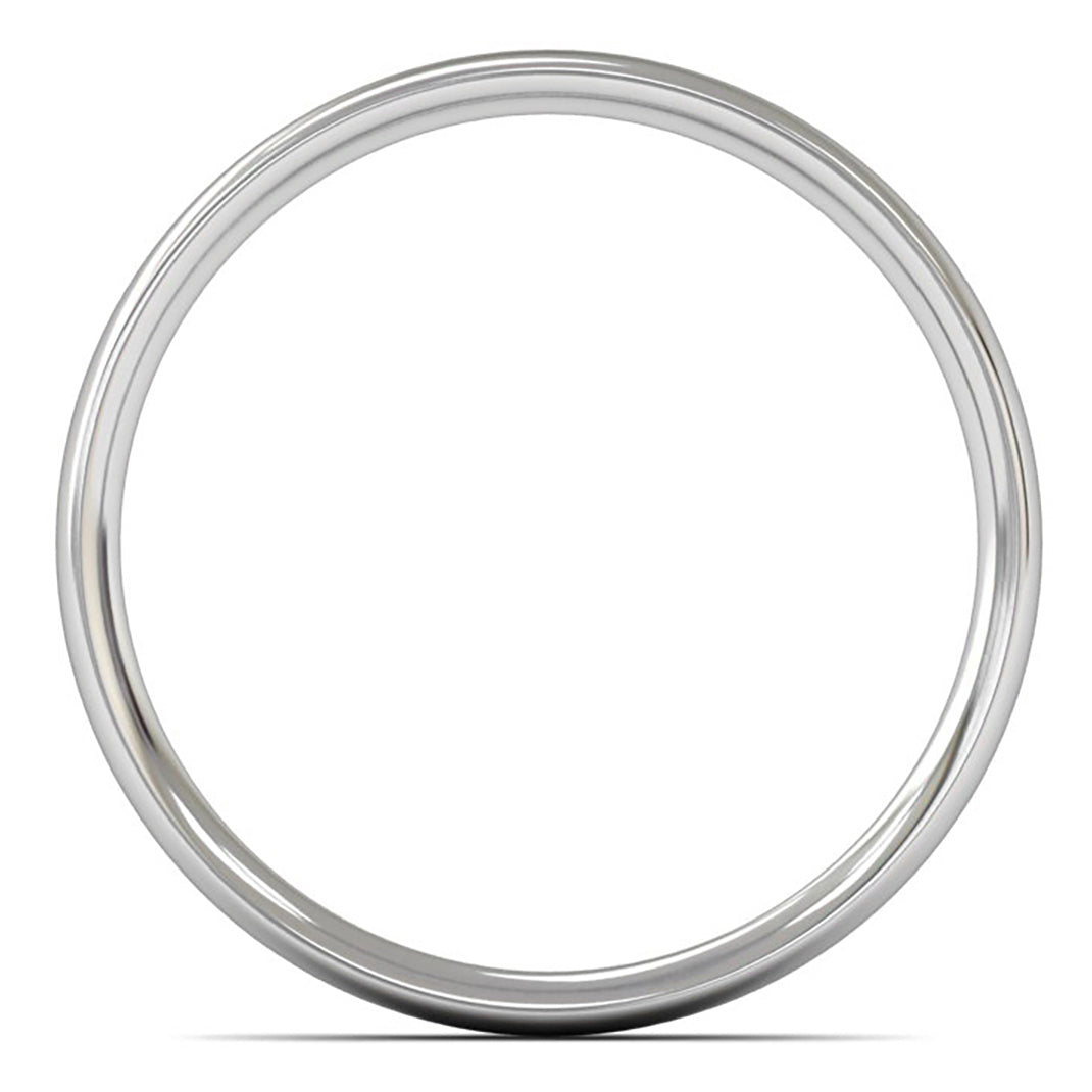 9ct White Gold 2.5mm Light Weight Traditional Court Wedding Ring