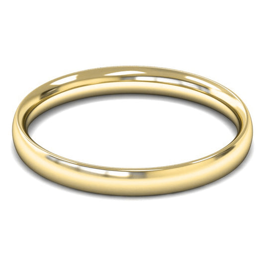 9ct Yellow Fairtrade Gold 2.5mm Light Weight Traditional Court Wedding Ring