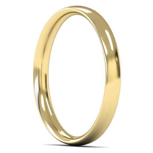 9ct Yellow Fairtrade Gold 2.5mm Light Weight Traditional Court Wedding Ring
