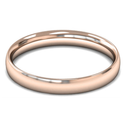 14ct Rose Fairtrade Gold 3mm Light Weight Traditional Court Wedding Ring