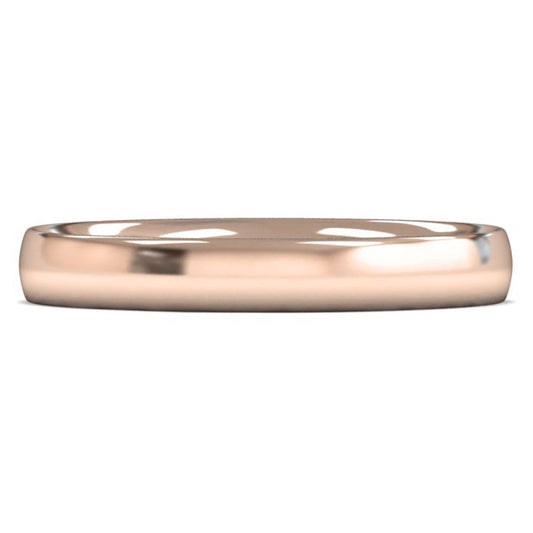 14ct Rose Gold 3mm Light Weight Traditional Court Wedding Ring
