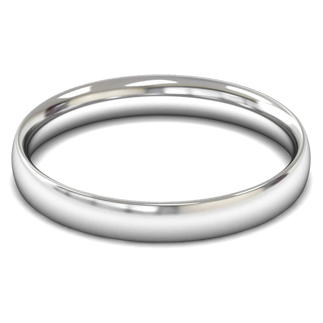 14ct White Fairtrade Gold 3mm Light Weight Traditional Court Wedding Ring