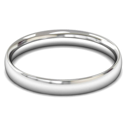 14ct White Fairtrade Gold 3mm Light Weight Traditional Court Wedding Ring