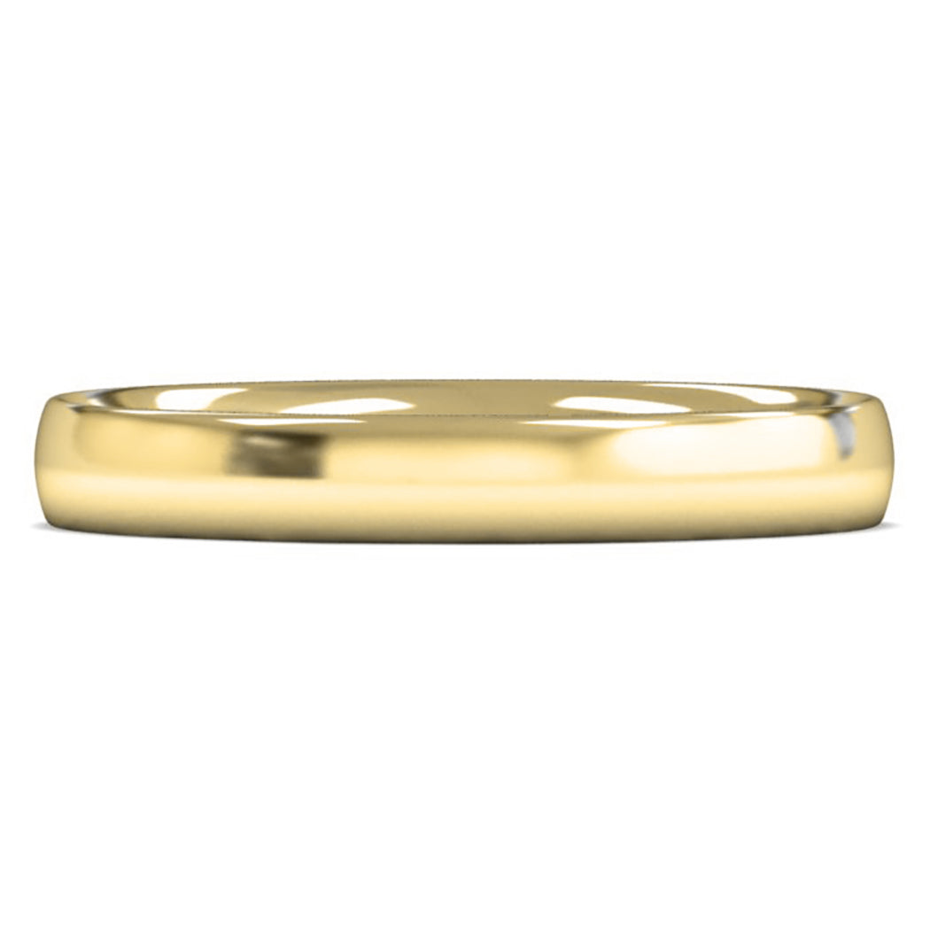 14ct Yellow Gold 3mm Light Weight Traditional Court Wedding Ring