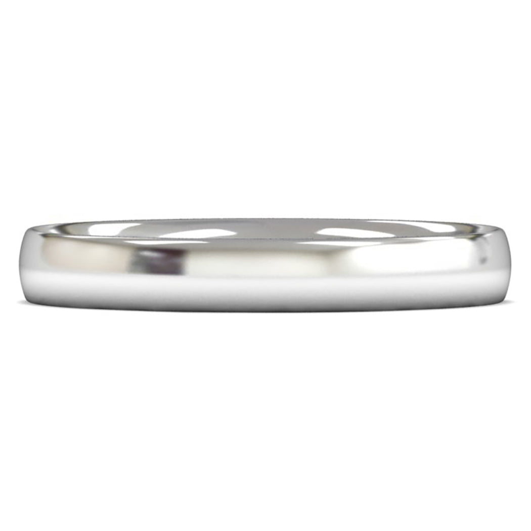 18ct White Fairtrade Gold 3mm Light Weight Traditional Court Wedding Ring