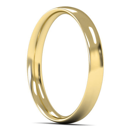 18ct Yellow Fairtrade Gold 3mm Light Weight Traditional Court Wedding Ring